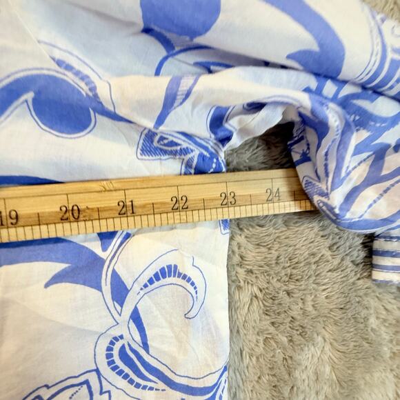 Talbots Blue White Popover Tunic Beach Coverup Lightweight Cotton Voile XLP - Picture 10 of 11
